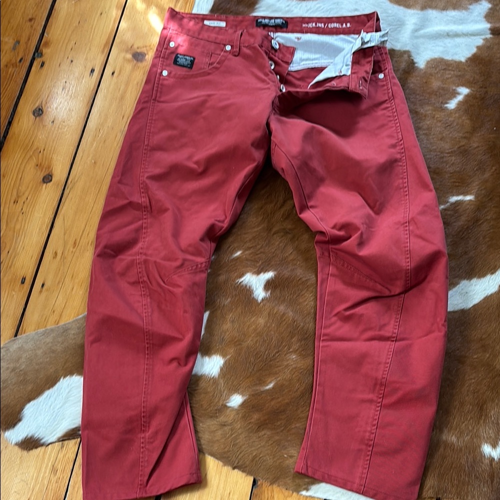 Jack & Jones Red Jeans with Textured Finish 34”x 36”